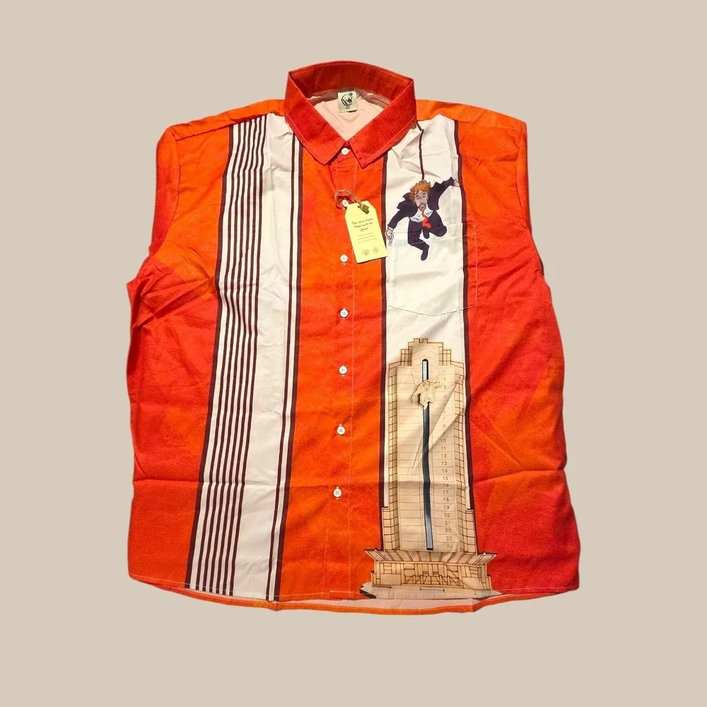 Hardaddy Mens XXL Orange Graphic Stripe Short Sleeve Button Down Shirt New